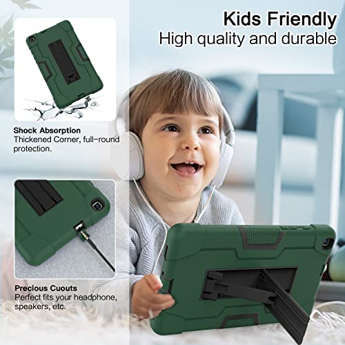 Cantis Case For Samsung Galaxy Tab A 8.0 (Sm-T290/T295), Slim Heavy Duty Shockproof Rugged Protective Case With Kickstand For Galaxy Tab A 8.0 Inch 2019 Without S Pen For Kids (Alpine Green+Black) #TOP4