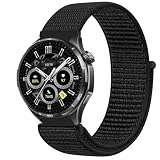 GIOPUEY Nylon Cinturini Compatibile con Honor Watch 6, Traspirante Sport Loop Cinturino in Morbido Nylon Intrecciato, Donne Uomo - Black