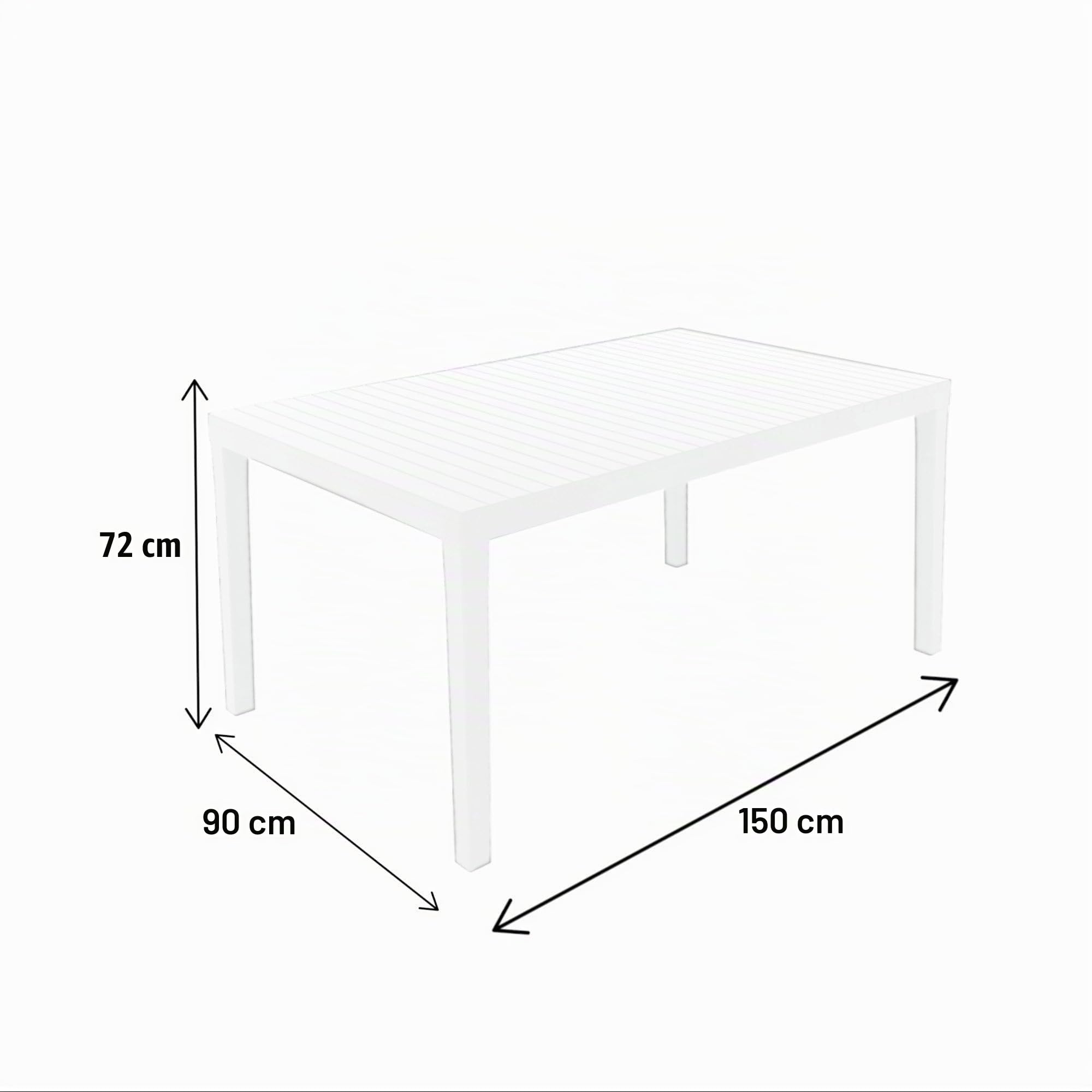 Dmora - Tavolo da esterno Maratea, Ripiano rettangolare da pranzo, Tavolo da giardino multiuso, 100% Made in Italy, 150x90h72 Cm, Bianco