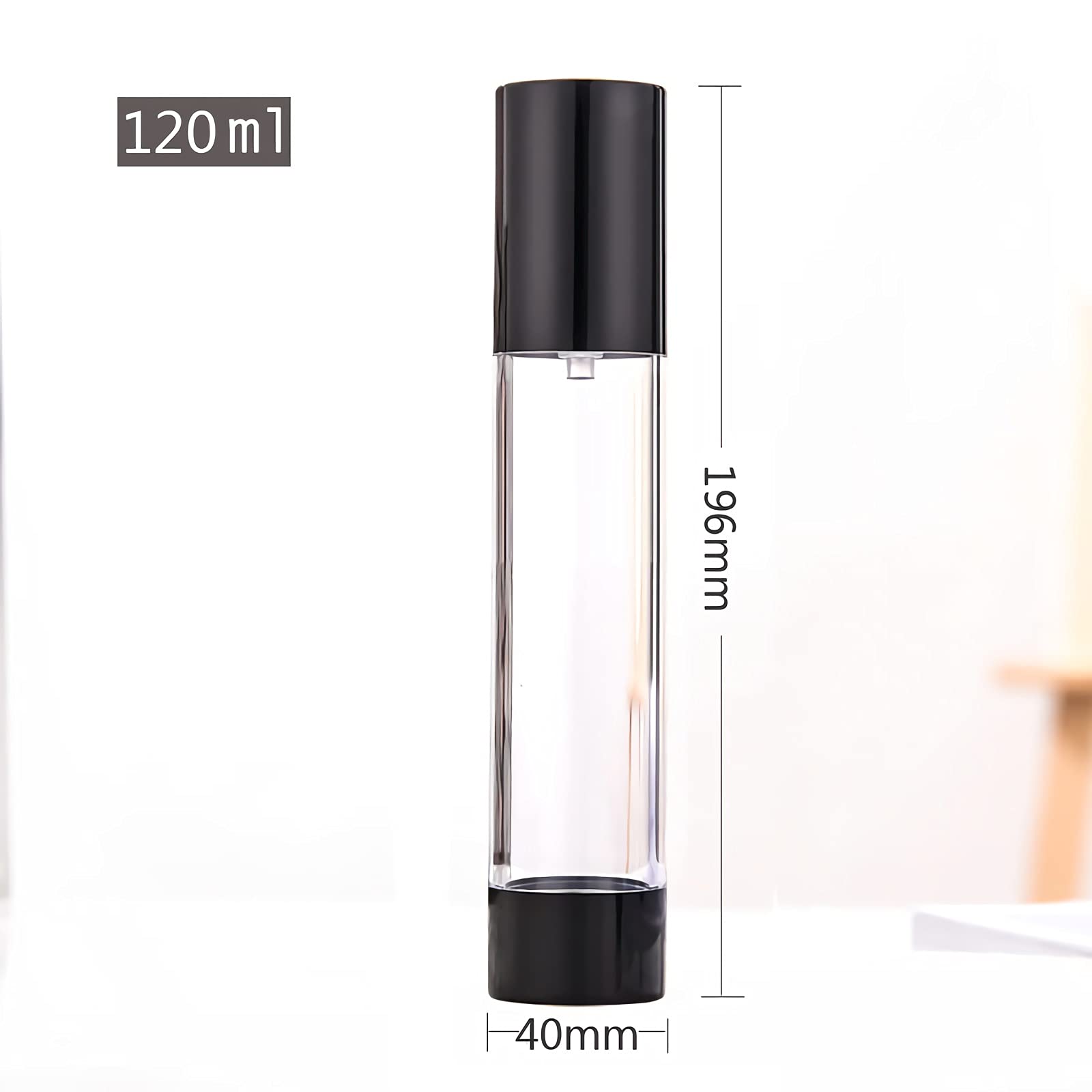 TIANZD 3 Pezzi 120 ml Plastica Bottiglie Airless Dosatori per Cosmetici, Nero Trasparente Bottiglie di Pompa Ricaricabile per Gel Dispenser, Flacone Contenitori per Liquidi Viaggio con Siringa