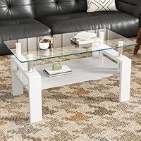 Amazon.co.jp: ローテーブル モダン長方形コーヒーテーブル 強化ガラス