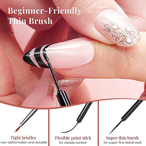 Beetles Gel Polish Nail Art Gel Liner Set-6 Popular Black White Red Colors Gel Art Paint For Swirl Nails Built Thin Nail Art Brush In Bottle Gel Pens Soak Off Gold Silver Glitters Nail Art Gel Gift #TOP5