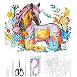 Uniquilling Quilling Kit, Paper Quilling Kits, 16 * 20-in Horse Paper Filigree Kits with Quilling Tools& Using Manual, DIY Quilling Artwork Modern Wall Art for Living Room