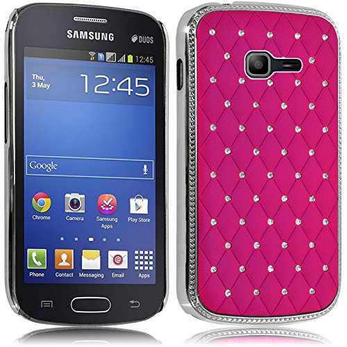 Seluxion - Housse Etui Coque Rigide Style Diamant Couleur Rose Fushia pour Samsung Galaxy Trend Lite + Film de Protection