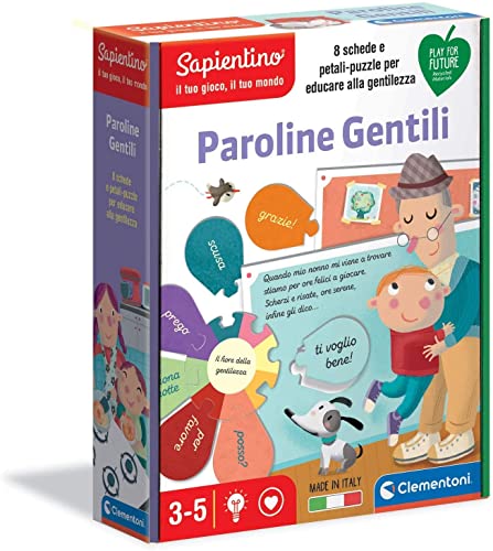 Clementoni Sapientino Le paroline magiche Gioco educativo 3 Anni (Versione in Italiano), Cartone 100% Riciclato, Play for Future Made in Italy, Multicolore, 16309