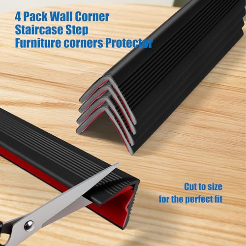 Image of Wall Corner Protectors 4 Pack,1.57x1.57x23.62x0.12 inch PVC Double Side Proof Corner Guards for Sharp Edges, Self-Adhesive Corner Protectors for Home, Kindergarten,Thickness-3mm(0.12 in)