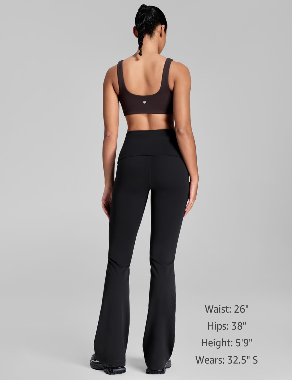 HeyNuts Mellow Fold Over Flare Leggings 29"/30.5"/32.5"/34.5", High Waisted Tummy Control Bootcut Foldover Yoga Pants