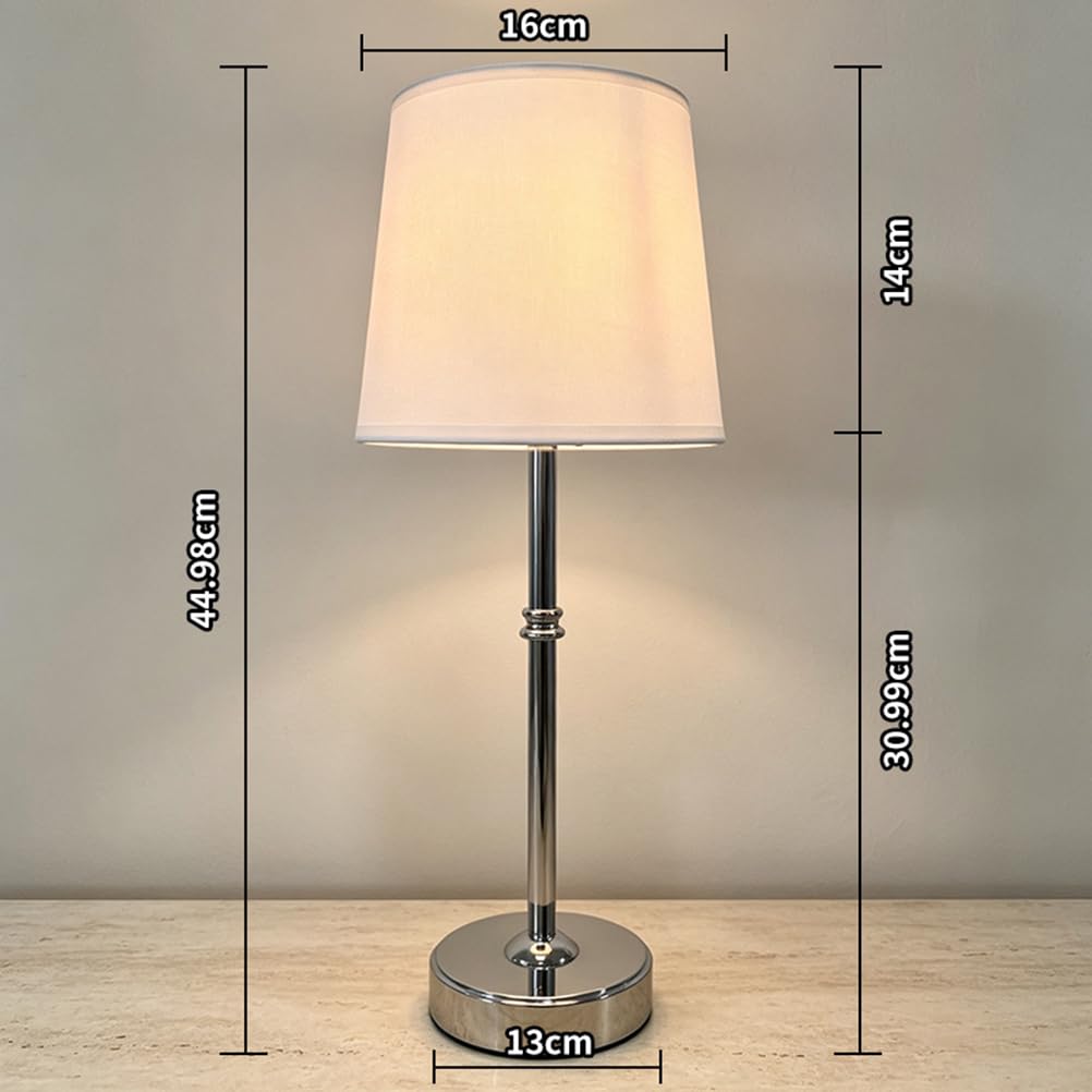 AoLa Lampada da tavolo vintage wireless, lampada da tavolo a batteria lampada da comodino dimmerabile touch control senza cavo Lampada a batteria ricaricabile USB da 1800mAh Comodino,Argento