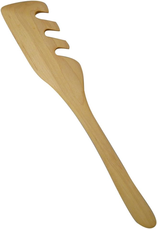 American Made Natural Hard Maple Wood Pasta Spatula, 12-inch
