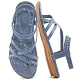 Alicegana Womens Sandals Dressy 2025 - Summer Comfortable Flat Shoes Gladiator Beach Walking Sandal Elastic Ankle Strap