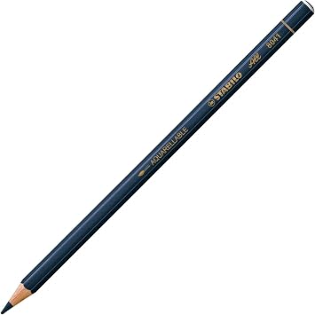 STABILO All Watercolour Effect Pencil - Assorted Pack of 8 Pencils - Black, White, Blue, Green, Yellow, Orange, Red & Brown