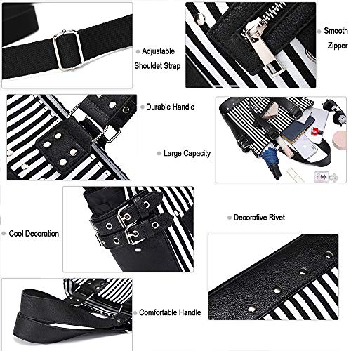 Bolso de mano de lona punk con remaches para mujer miniatura 6