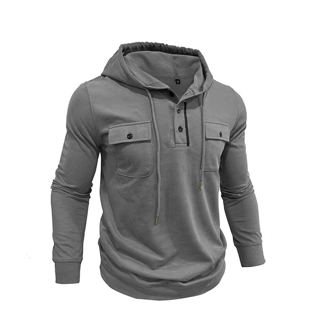Felpa Uomo con Cappuccio Maglietta a Manica Lunghe con Cappuccio Pullover Leggera Maglia da Uomo Casual CS43