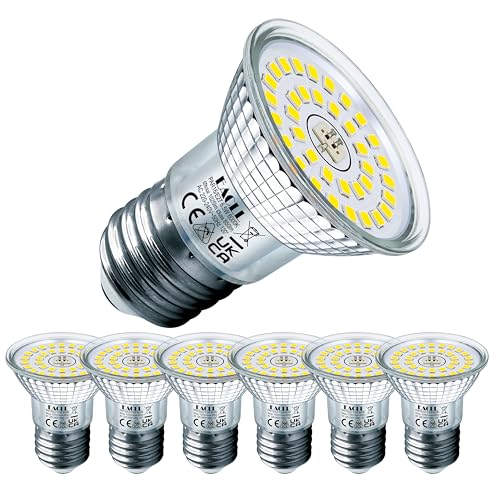 EACLL Bombillas LED E27 Blanca Frío 6.5W Equivalente 100W R50 Halógena, Pack de 6, Focos Sin Parpadeo AC 230V, 6000K 770 Lúmenes 120 ° Spotlight, Lámpara Reflectora no Regulable