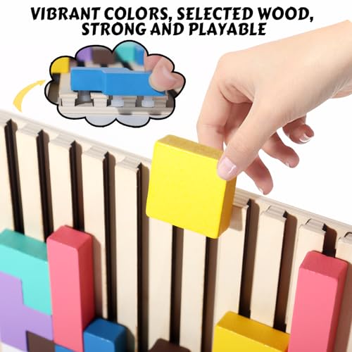 Wooden Russian Blocks Puzzle Brain Teasers Toy Tangram Jigsaw Puzzle Intelligence Colorful 3D STEM Montessori Educational Gift for Boys and Girls,Board Game Educational Toys for Toddlers 3-6 Years - Image 7