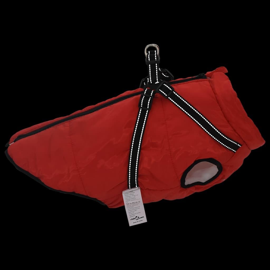 Cappotto per cani con imbracatura integrata impermeabile riflettente rosso L68, poliestere con pile, regolabile per inverno ed esterno, anello a D sicuro, comodo in caso di pioggia e neve