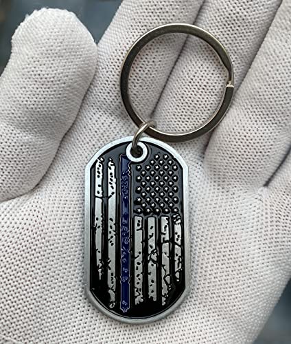 image for DFFDFF Blue Line Police Officer's Prayer Challenge Coin Dog Tag Keycha