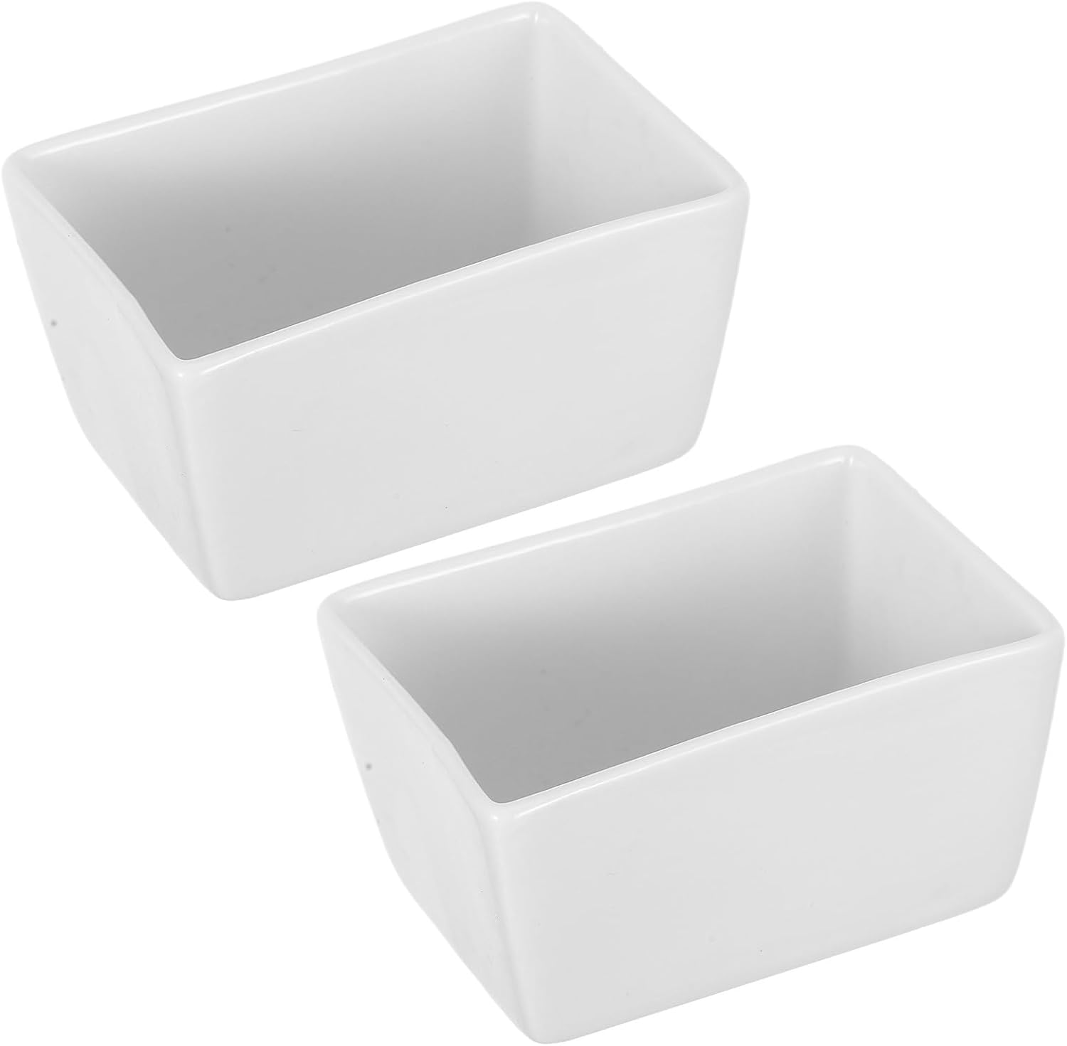 NUOBESTY 2pcs Ceramic Sugar Bowls and Butter Plates Set 170ml Rectangular Porcelain Sugar Holder with Lid for Coffee Station Farmhouse Kitchen Storage