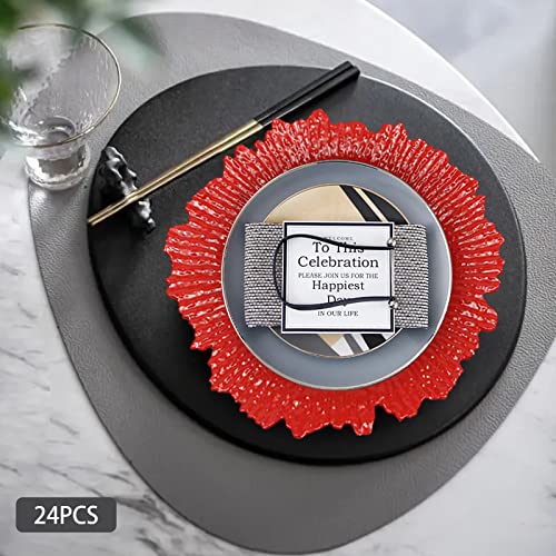 24 platos cargadores redondos rojos de 12.6 pulgadas miniatura 6