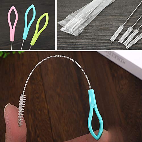Straw Brush, Nylon Pipe Tube Cleaner 7.5-ihch X 1/3-inch Set of 10 (Pink)