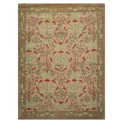 8x10 Hand-Tufted Oriental Area Rug 100% Wool Botanical Floral ACELENE Transitional Oriental Area Rug Beige,Sage Color