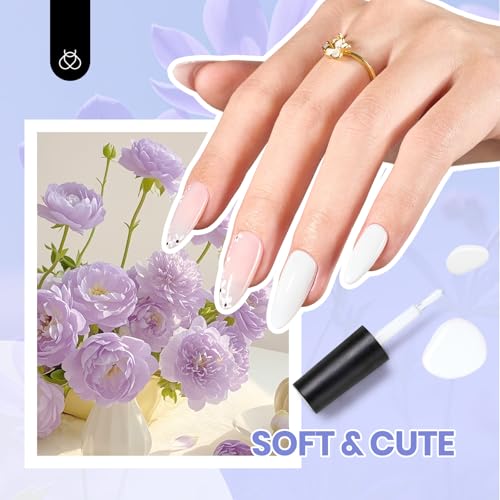 Image of Beetles White Gel Nail Polish Kit with U V Light, 5 Pcs Gel Polish Starter Kit with Base & Top Coat and Nail File for Beginners Soak Off DIY Art Set Manicure Gifts for Women