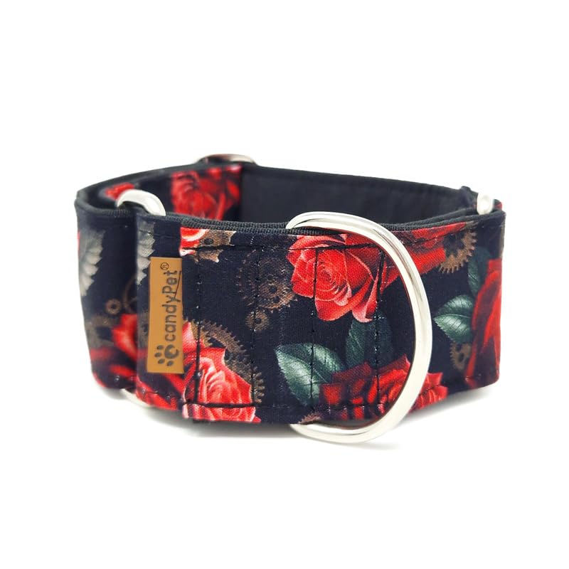 candyPet - Martingale Collar for Dogs, Dogs and Roses, M