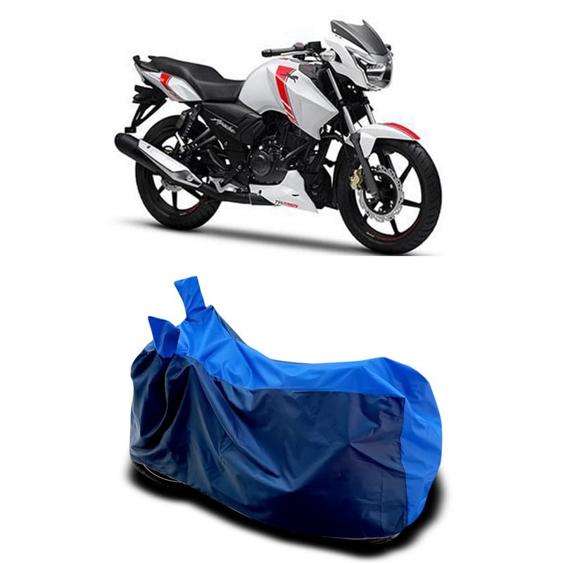 Image of DUFFEL-Two Wheeler Bike Body Cover Compatible for Tvs Apache 160 Heat Protectio /UV-Rays /Birds Dropping /DustProof /Waterproof All Variants [Nevay Blue]