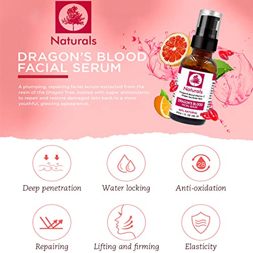 Naturals Dragon's Blood Facial Serum Vitamin C Green Tea Cold Processed Vegan Skin Care 30Ml / 1Fl.oz #TOP2