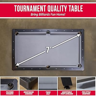 GoSports 7 and 8 ft Pool Tables with Wood Finish - Gray, Black, or Green Felt - Billiards Game Room Table for Adults & Family - Accessories Not Included