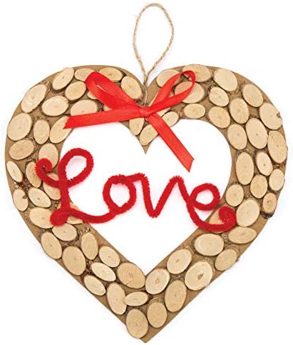 Baker Ross AR124 Heart Craft Wreaths For Boys And Girls' Arts, Crafts And Decorating For Kids (Pack of 10), Brown, 22cm