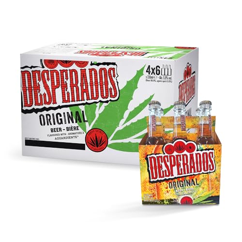 Birra Desperados, Cassa con 24 Bottiglie da 33cl, Birra Lager a Bassa Fermentazione, Gusto Delicato e Fine, Gradazione 5,9% Vol
