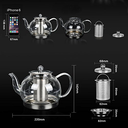 TOYO HOFU Tetera a Prueba de Calor del Vidrio de Borosilicate del Vidrio Claro Alto con el Infuser, Olla de la Olla de… - Imagen 5