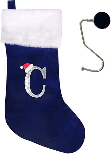 Vista 86 de Medias de Navidad con monograma de 20 pulgadas con letras, medias de Navidad súper suaves, medias grandes con monograma, medias de letras rojas