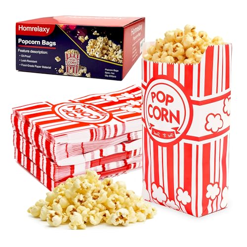 Image of Homrelaxy 600 Pcs Popcorn Bags, 1 oz Popcorn Bags Individual Servings, Bulk Paper Pop Corn Sleeves for Pop Corn Machine, Movie Night, Cinema, Carnival, Party, Concessions (600)