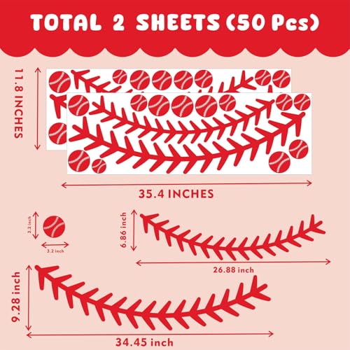 Vinilo decorativo baseball grandes puntadas para pared miniatura 5
