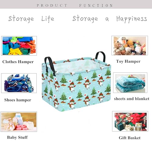 Image of Gift Toy Storage Basket for Girls and Boys, Storage Organizer for Nursery Hamper Home Bedroom Laundry Hamper Shelf Easter Baskets (Snowman)