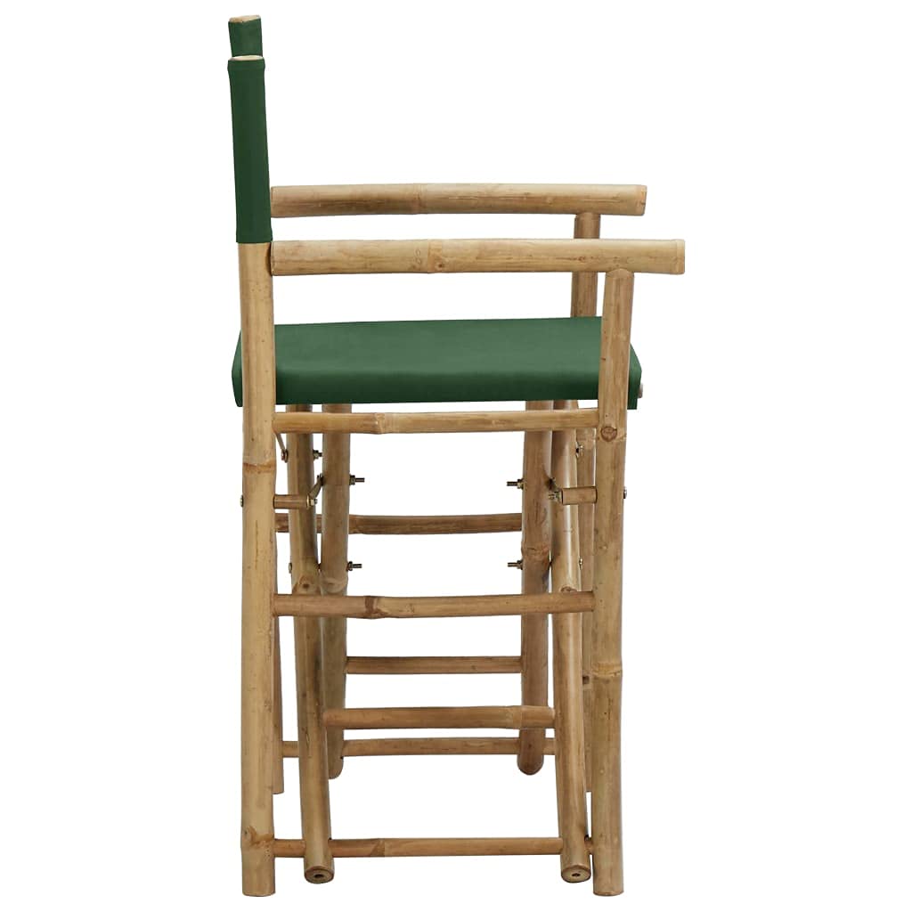 2er Set klappbare Gartenstühle aus Bambus 60x45x88 cm Grün, Faltbare Regiestühle mit Stoffbezug, leichte Campingstühle für Balkon Terrasse und Garten