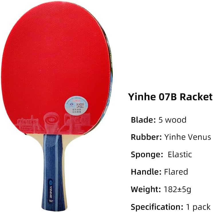 Miniatura 3 de Yinhe 07B - Pala de tenis de mesa, 5 hojas de madera, cauchos YInhe Venus con raqueta ofensiva aprobada por la ITTF para un ataque rápido con bucle