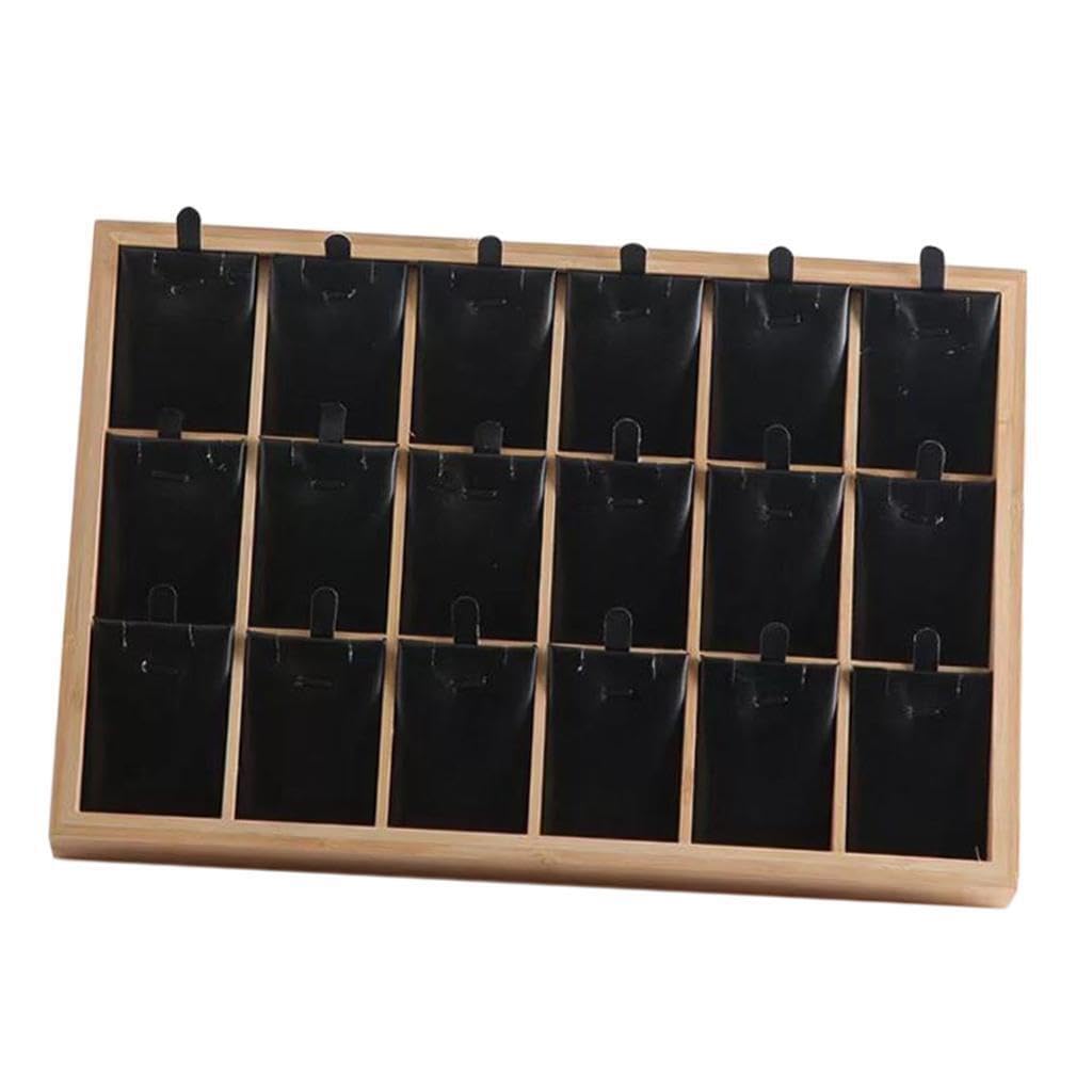 ALCXAZS Stylish Bamboo Wood Jewelry Display Stand for Pendant Necklaces, Black, 35x24x3cm