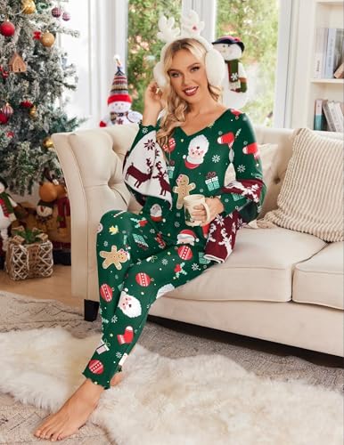 Image of Ekouaer Womens Pajama Sets 2 Piece Lounge Set Fall Winter Pajamas Long Sleeve Pjs Top and Pants Soft Pj Sets Loose Sleepwear