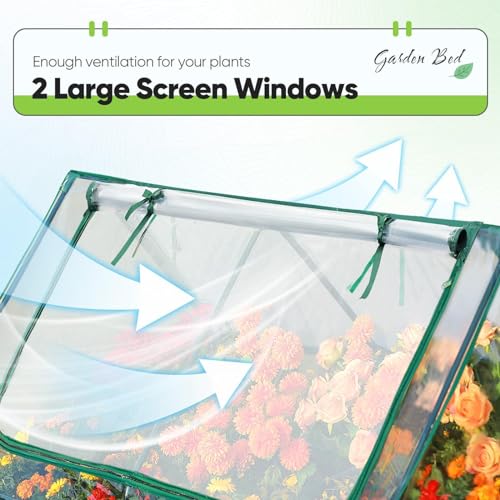 Image of Quictent Raised Garden Bed Galvanized Raised Beds for Gardening Vegetables with Cover 4x3x2 ft Tall Metal Planter Box Outdoor Use (Clear)