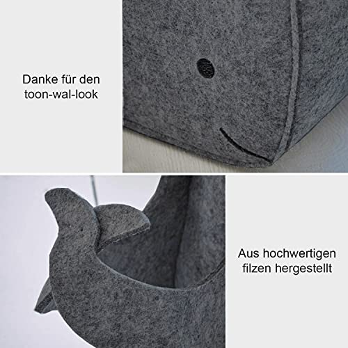 MEISO Spielzeugkiste Aufbewahrungskorb aus Filz, Faltbare Spielzeug Organizer Korb in Walform, Aufbewahrungsboxen aus Stoff Wäschekorb für Zuhause Aufbewahrungsbehälter für Kinderzimmer
