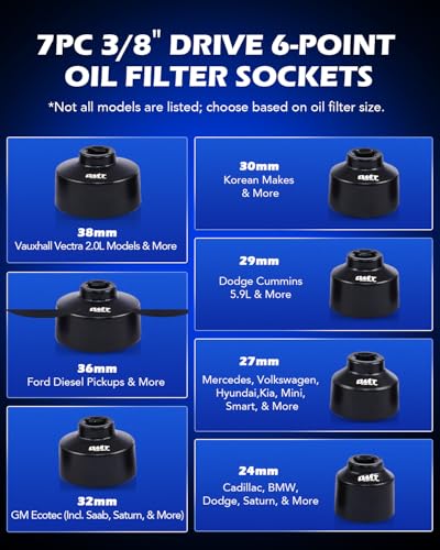 image for Orion Motor Tech Oil Filter Wrench Set, 10pc Oil Filter Socket Set, 3/