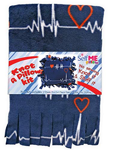 Pillow Craft kit, Make no sew Fleece Heartbeat Pillow, Knot it and Stuff it. SelfMe Kit.