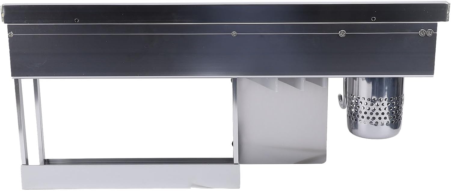 Wall Mounted Rack, Shelf, Grey Aluminum Alloy Utensil Storage with Chopsticks Tube and Hanging Rod, Space Saving Rack for Countertops and Drawers