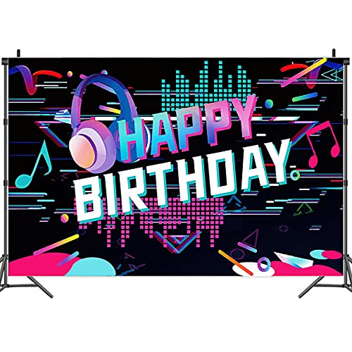 Doyomtoy Toile de Fond Musique, Toile de Fond Anniversaire Musique, Décoration de Fête d'anniversaire, pour Musique Fête Thème Fond ​de Photographie et Accessoires de Studio Photo. 5 x 3.2FT