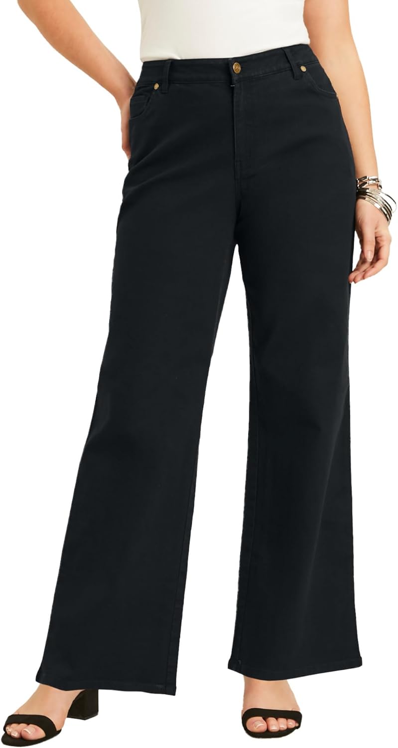Women's Plus Size Curvie Fit Wide-Leg Jeans