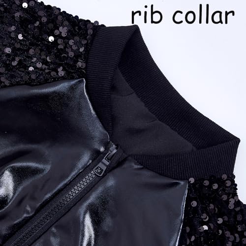 Image of Boys Sequin Jackets Trendy Sparkle Sleeve Bomber Varsity for Kids Glitter Birthday Jacket Coat Shiny Boy Clothes
