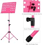 Portable Metal Music Stand Detachable Musical Instruments for Piano Violin Guitar Sheet Music Pink